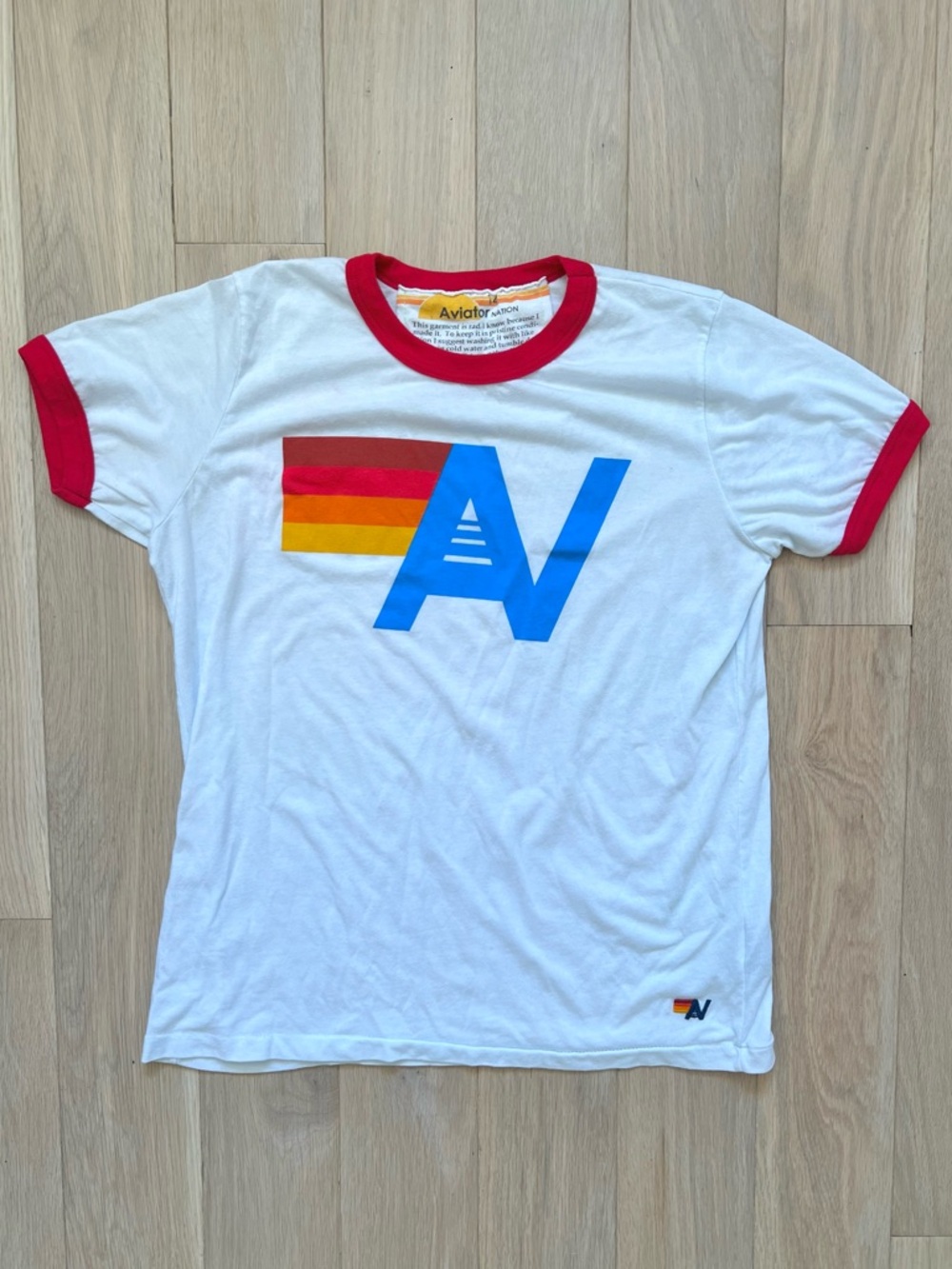 Aviator Nation Logo White Baseball Ringer T-Shirt